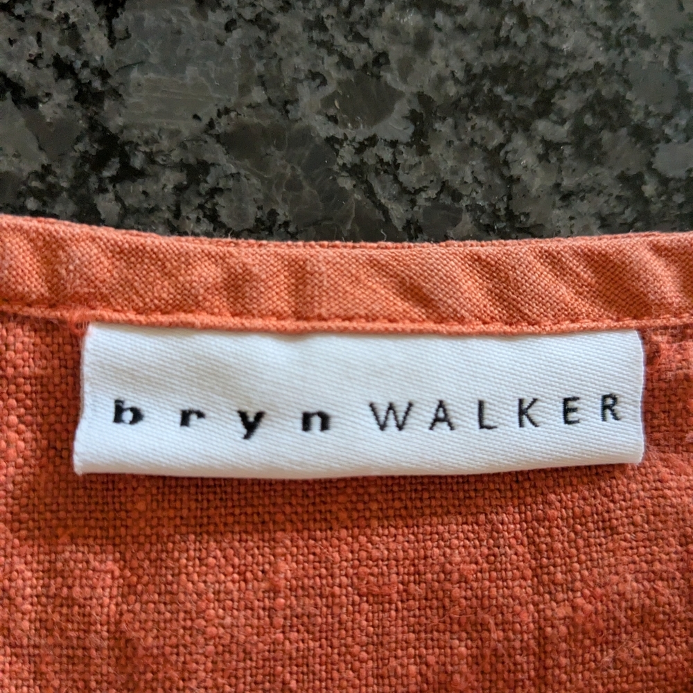 Bryn Walker EUC Rust Orange Pumpkin Lagenlook Linen Tank Ruffle Edge Size Small - Picture 3 of 8